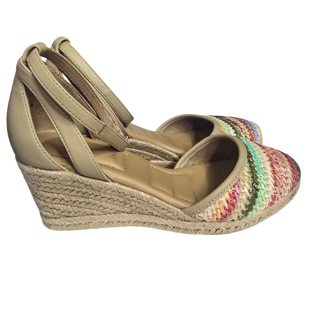 Joie Sloan Espadrille Wedge Sandals 7M Multicolor Woven Textile Boho Summer